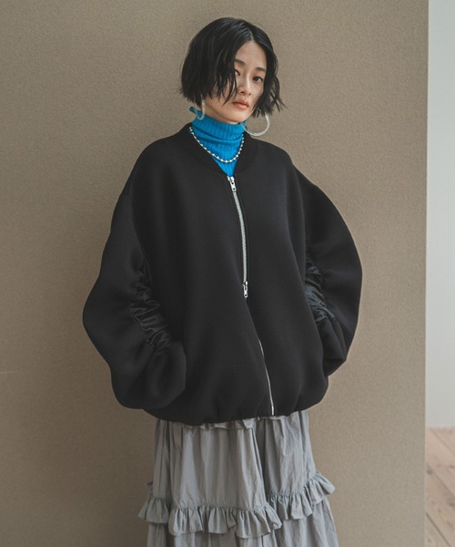 ちーママ様先用23区　黒ブルゾン bohmal（ボマール） ブルゾン アウター ボンディングサテン切替