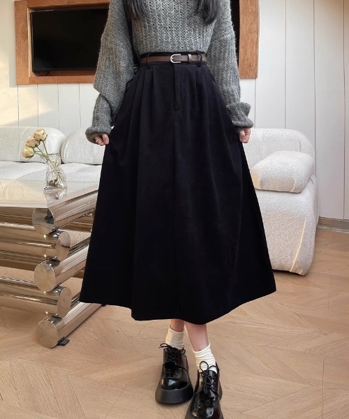 スカート ベルト付き コーデュロイ ロング丈スカート : ZOZOTOWN Yahoo