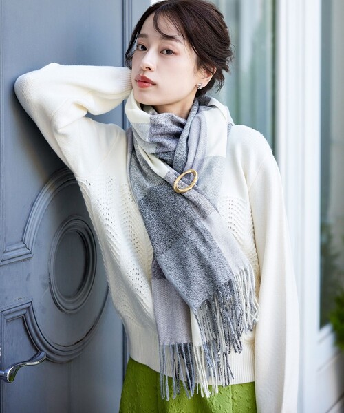 Tiaclasse マフラー ストール 大判チェックマフラー レディース