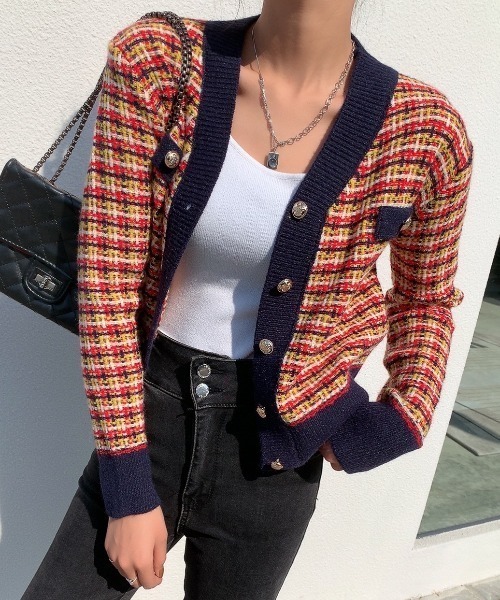 幾何学柄ジャカードニットカーディガン【洗濯機洗い可／抗ピル】（カーディガン/ボレロ） | OPAQUE.CLIP（オペークドットクリップ）| ワールド  オンラインストア | WORLD ONLINE STORE ABITOKYO 幾何学模様 カーディガン