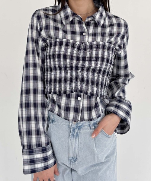 Heather（ヘザー） ブラウス シャツ ビスチェSETチェックシャツ 324844