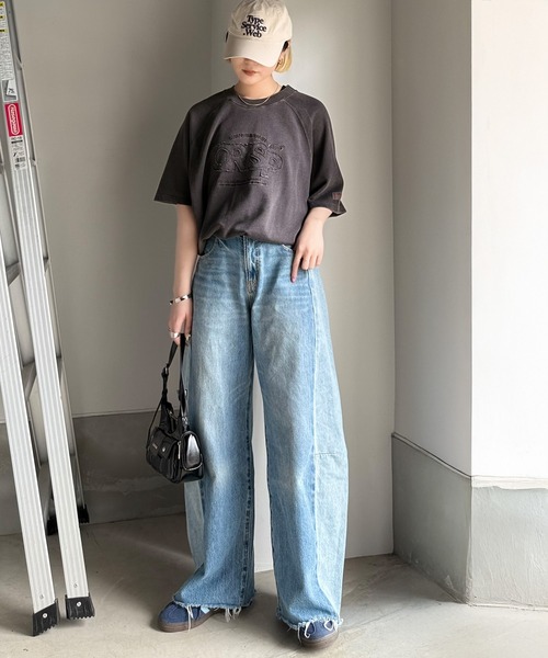 tシャツ 「JaVaジャバコラボ」裾はドロストでお好みのシルエットに。ヴィンテージライクな半袖ロゴTシャツ レディース | Java | 09