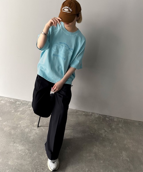 tシャツ 「JaVaジャバコラボ」裾はドロストでお好みのシルエットに。ヴィンテージライクな半袖ロゴTシャツ レディース | Java | 19