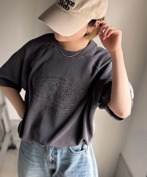 tシャツ 「JaVaジャバコラボ」裾はドロストでお好みのシルエットに。ヴィンテージライクな半袖ロゴTシャツ レディース | Java | 11