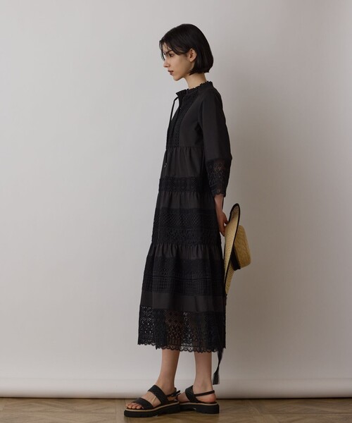 ドットレースコンビワンピース ブラック ドットレースコンビワンピース / GRACE CONTINENTAL | GRACE