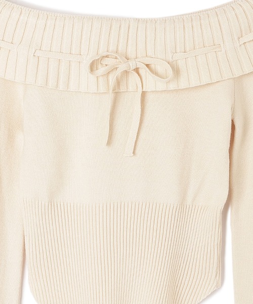 M DOLLY ニット セーター offshoulder ribbon knit tops/オフ