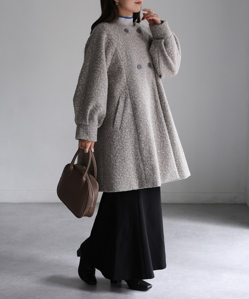 「Riberry」 ノーカラーコート MEDIUM グレー レディース_画像9