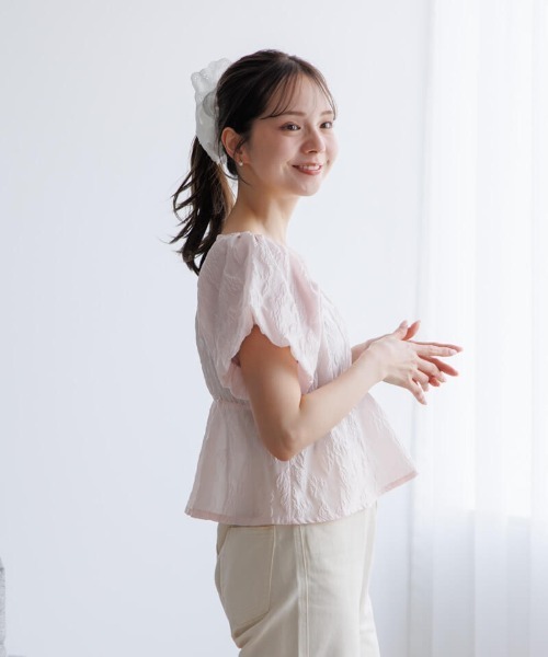 ブラウス シャツ パピヨンパフブラウス レディース flower（ファッション） ブラウス シャツ パピヨンパフブラウス