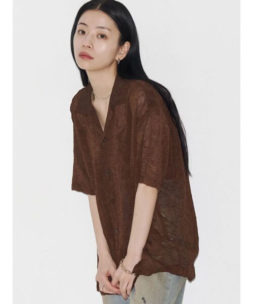 ブラウス シャツ 「VEQUM」SHEER BOXY SHIRT レディース