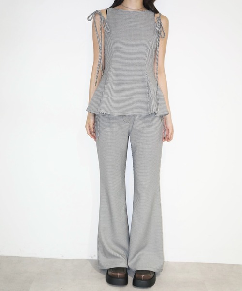 8【未使用】sai リボン　フレア　ブラウス　made in japan 日本製 musubore ブラウス シャツ side ribbon flare blouse / サイド