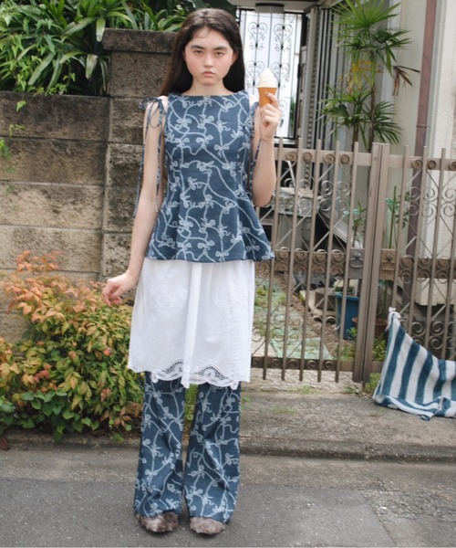 musubore ブラウス シャツ side ribbon flare blouse / サイド