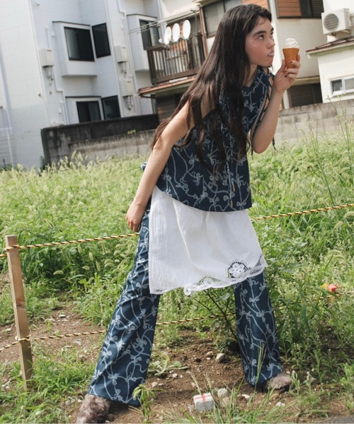 musubore サイドリボントップス musubore ブラウス シャツ side ribbon flare blouse / サイド