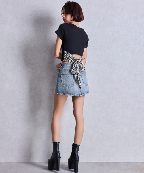 GYDA tシャツ レオパードバックリボントップス レディース