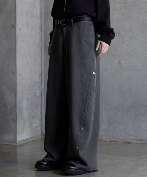 SERACE スラックス 「SERACE」Wide drape TR studs curve slacks