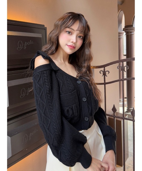 新品未開封♡Darich ショルダーリボンVネックニットトップス Darich ニット セーター ショルダーリボンVネックニットトップス