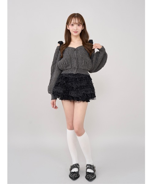 Darich ニット セーター ショルダーリボンVネックニットトップス