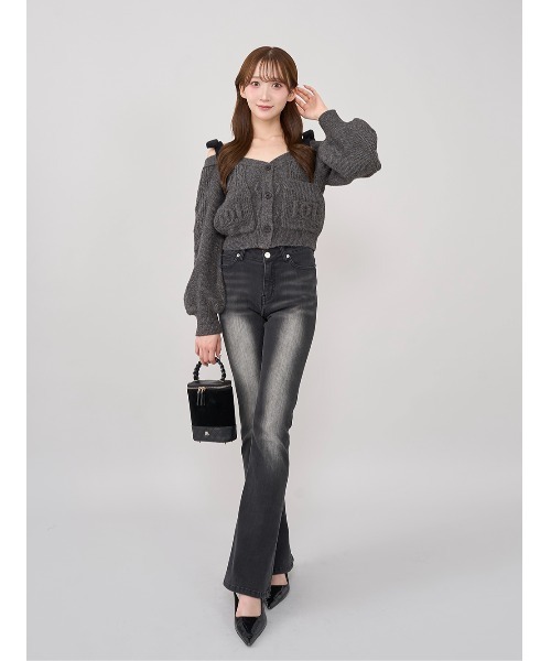 新品未開封♡Darich ショルダーリボンVネックニットトップス Darich ニット セーター ショルダーリボンVネックニットトップス