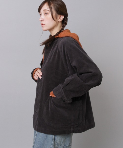 期間限定価格　RNA 刺繍　コーデュロイジャケット URCH RNA ジャケット ノーカラージャケット J2155 コーデュロイの丸