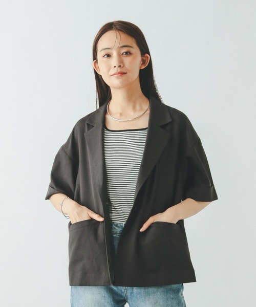 「GLOBAL WORK」 テーラードジャケット LARGE ブラック レディース_画像4