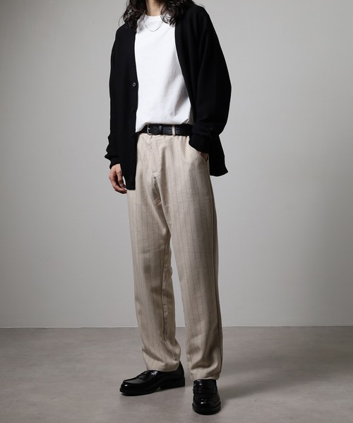 AtLast&Co. ウールパンツ ストライプ 32 revertical パンツ ウールライクストライプパンツ メンズ レディース