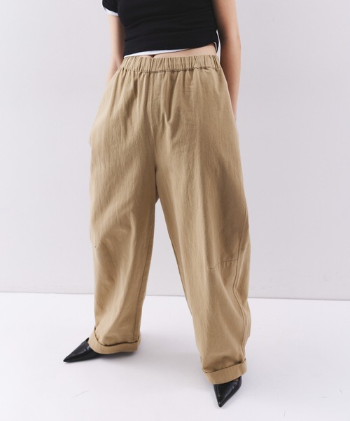 パンツ コットンロールアップカーブパンツ レディースの画像
