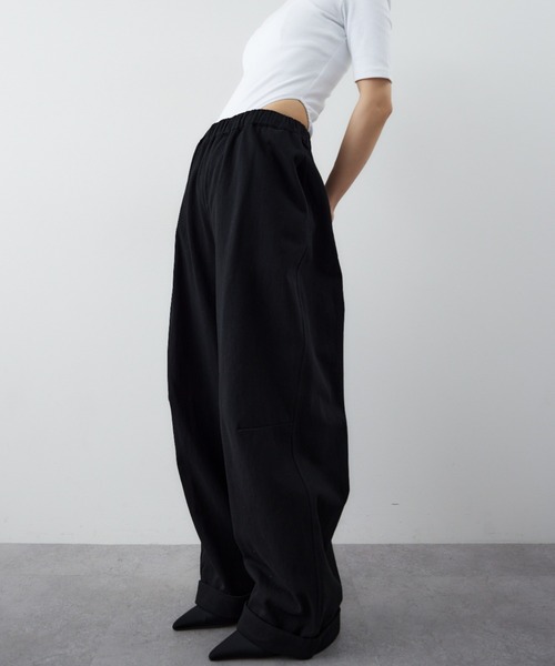 パンツ コットンロールアップカーブパンツ レディースの画像