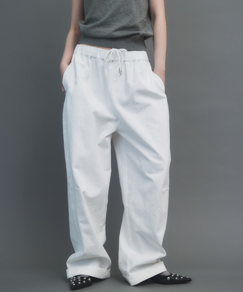 パンツ コットンロールアップカーブパンツ レディースの画像
