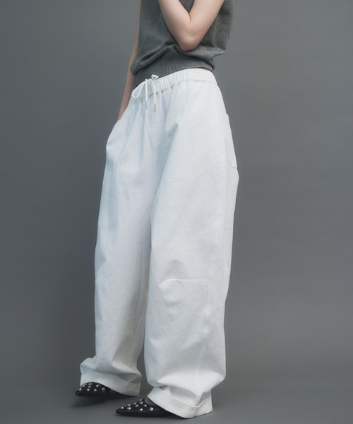 パンツ コットンロールアップカーブパンツ レディースの画像