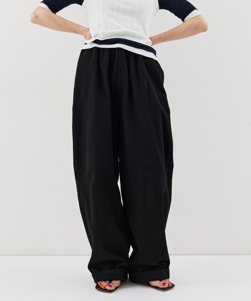 パンツ コットンロールアップカーブパンツ レディースの画像