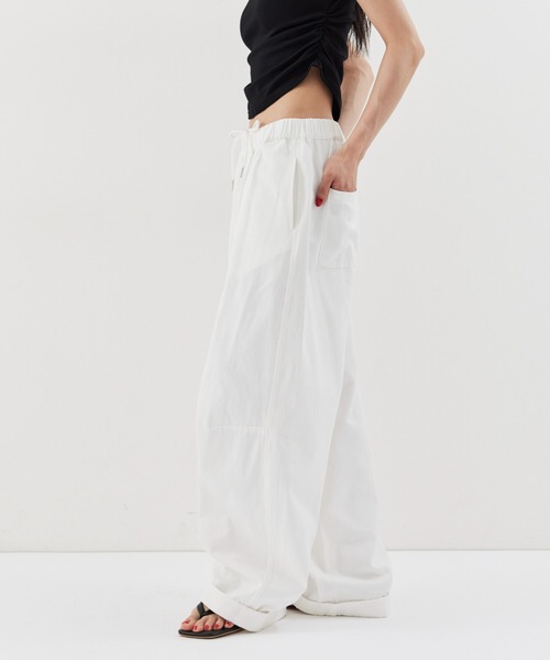 パンツ コットンロールアップカーブパンツ レディースの画像