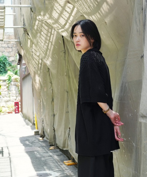 「Lulu ＆ Arnie」 「air tokyo」半袖ニット LARGE ブラック メンズ_画像4