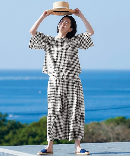 「Sunny clouds」 半袖シャツ LARGE ブラック×ホワイト レディース_画像4