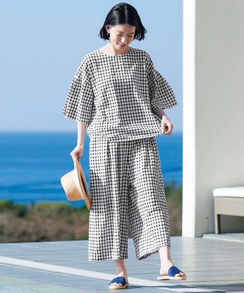 「Sunny clouds」 半袖シャツ LARGE ブラック×ホワイト レディース_画像5