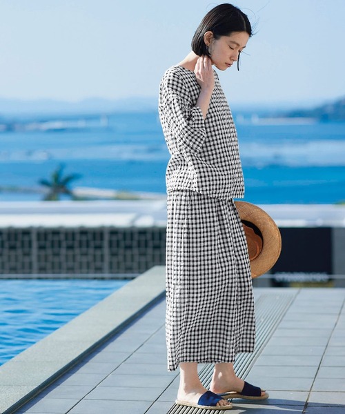 「Sunny clouds」 半袖シャツ LARGE ブラック×ホワイト レディース_画像6