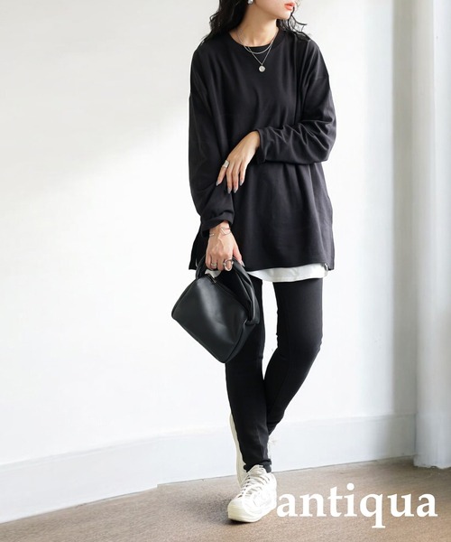 「antiqua」 長袖カットソー P ホワイト レディース_画像3