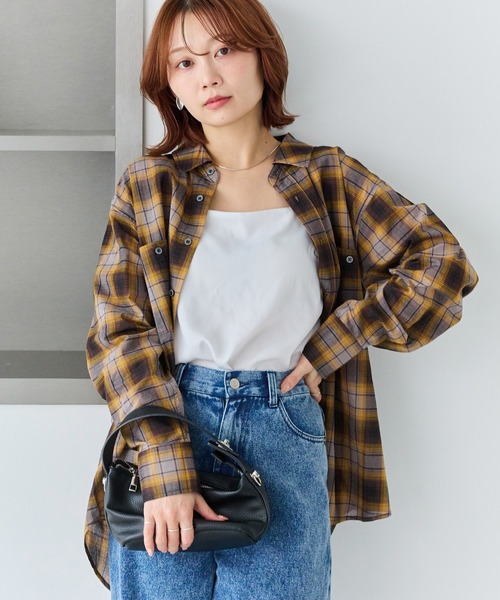 LAVEANGE（ラビアンジェ） ブラウス シャツ シアーチェックシャツ