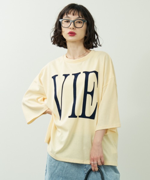 A.D.C.L. tシャツ 半袖 フロッキービッグロゴプリント ビッグ