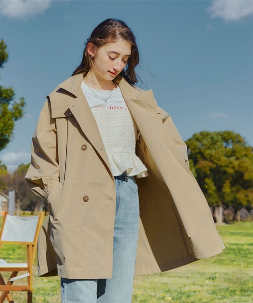 「titivate」 トレンチコート M ネイビー レディース_画像2