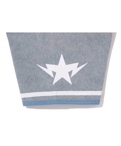 ブラウス シャツ MULTI LOGO DENIM CROPPED BASEBALL SHIRT レディースの画像