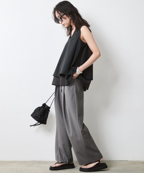 「CHIC STYLE」 ノースリーブブラウス 3L グレー レディース_画像5