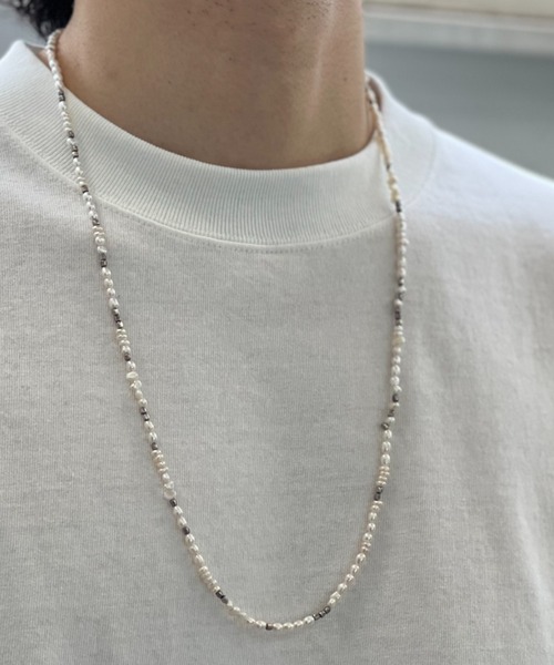 【送料込】★韓国★Numbering Gradient Triple Pipe ネックレス amp japan ネックレス Metal x Seed Pearl Long / メタル シード
