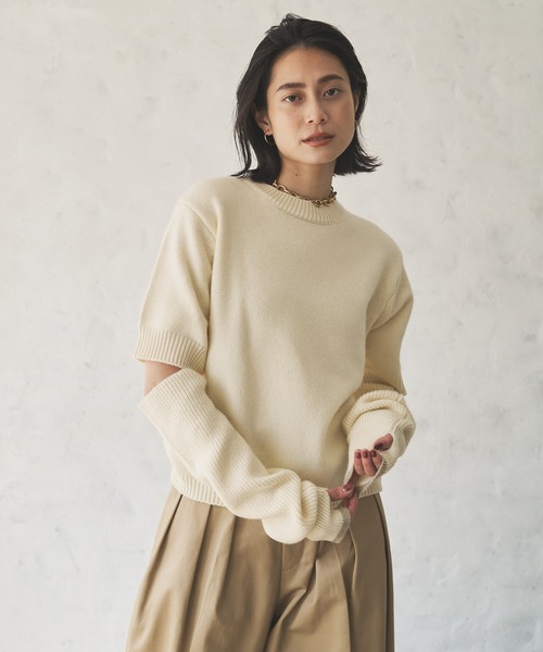 Audrey and John Wad ニット セーター 5分袖ニットプルオーバー+