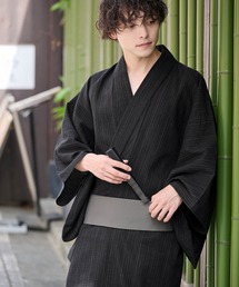 masana様ご依頼商品 MONO-MART 浴衣 縞しじら織り浴衣 3点セット「浴衣＋帯＋下駄