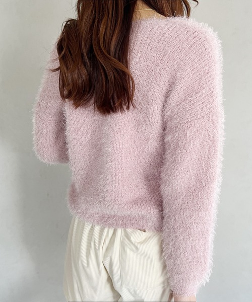 ニット セーター ミニシャギーVネッククロップドニット レディース miniministore ニット セーター クロップド丈シャギーニット V