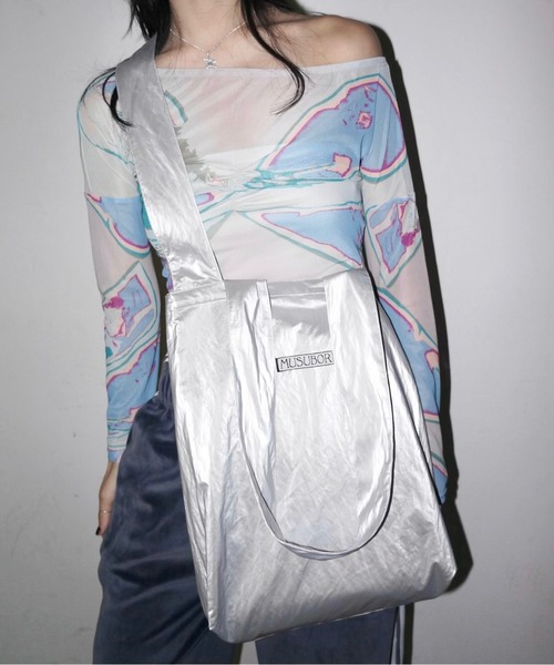 musubore トートバッグ wide shoulder logo tote ii/ワイド