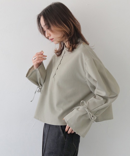 CLEIO ブラウス シャツ 「CLEIO」袖リボンタックブラウス