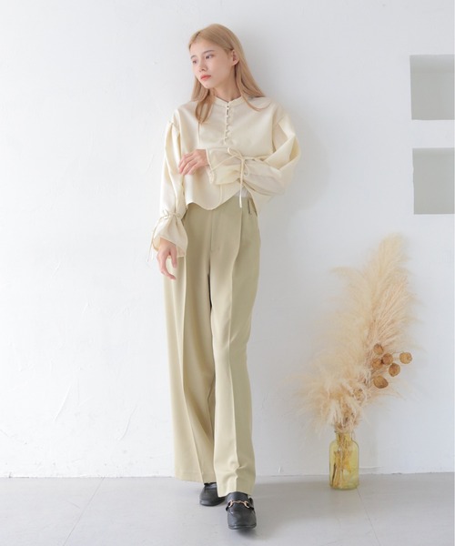 ブラウス シャツ 「CLEIO」袖リボンタックブラウス レディース CLEIO ブラウス シャツ 「CLEIO」袖リボンタックブラウス
