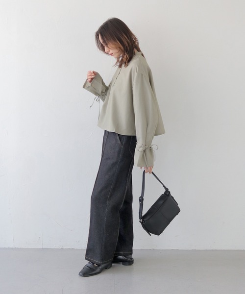 ブラウス シャツ 「CLEIO」袖リボンタックブラウス レディース CLEIO ブラウス シャツ 「CLEIO」袖リボンタックブラウス