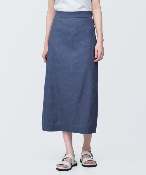 無印良品 ヘンプ混 ストレッチ ストレート スカート XL 黒 完売品 MUJI 岡山表町商店街】 きれいめにもカジュアルにも！「婦人 ヘンプ混