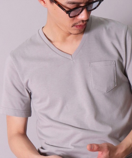 Vネックぽったりポケカットソー セール】(BB)【ユニセックス】胸ポケット Vネック Tシャツ（T